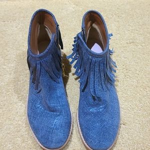 Kate Spade blue leather booties